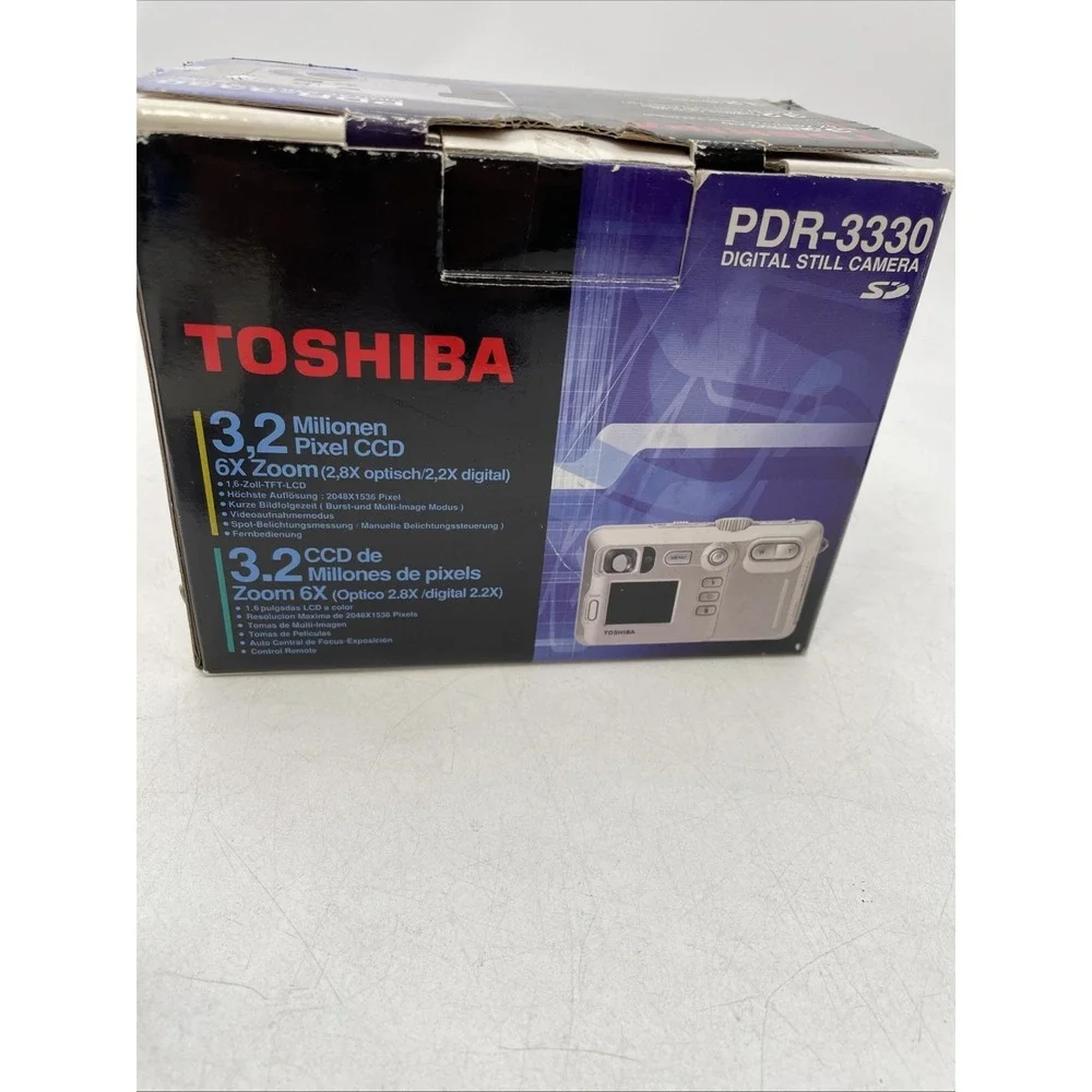 Toshiba PDR-3330 Digital Still Camera 3.2 MP 6X Zoom+Battery+Memory Card+Manuals